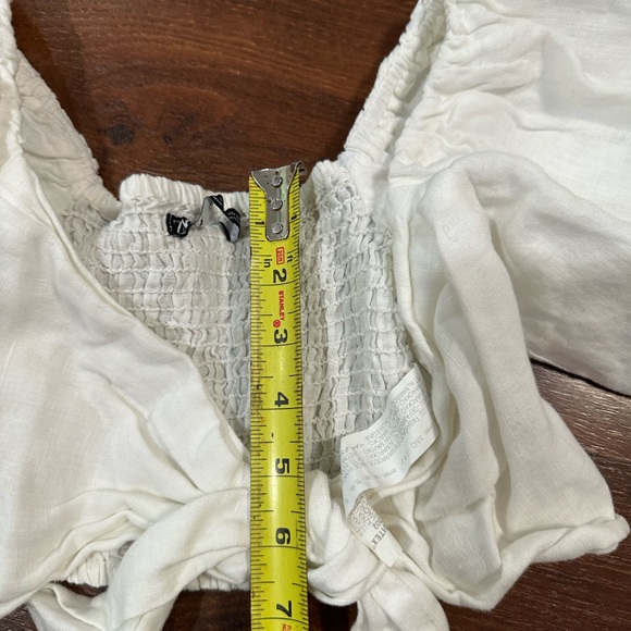 Zara Puff sleeves Tie Linen Top White color Sz XS - Picture 8 of 11